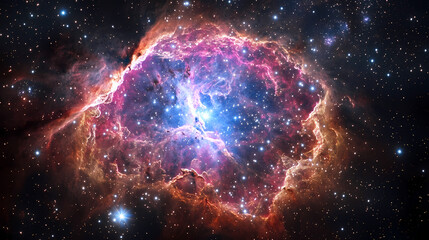 Obraz premium Illustration of a space cosmic background of supernova nebula and stars
