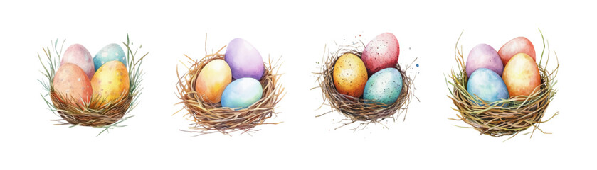 Easter watercolor illustration isolated on white background.