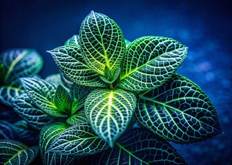 Close-Up Green Leaf with White Speck, Dark Blue Green Background - Nature Macro Photography