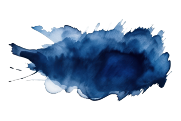 navy blue watercolor splash isolated on white or transparent png
