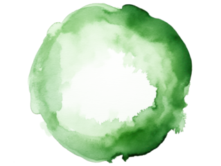 green watercolor circle isolated on white or transparent png
