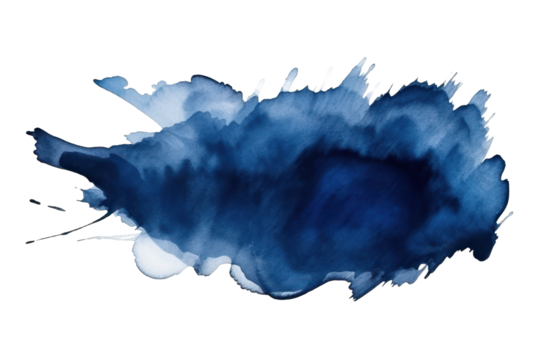 navy blue watercolor splash isolated on white or transparent png - Powered by Adobe