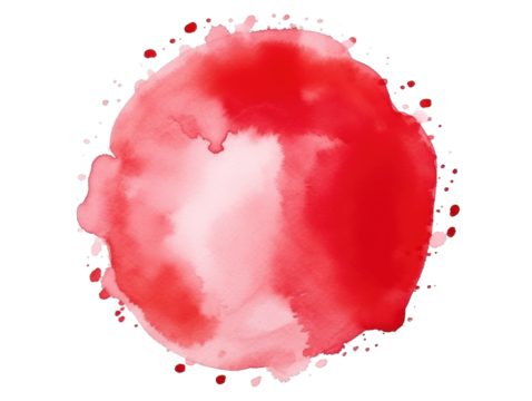 red watercolor circle isolated on white or transparent png