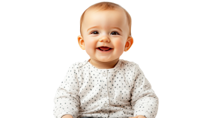 Giggles of Innocence: A cherubic baby, eyes sparkling with joy, beams a contagious smile, capturing the pure essence of childhood innocence.