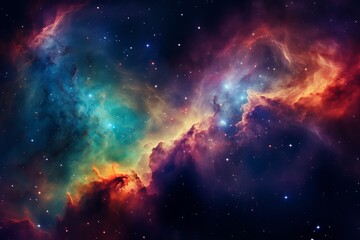 Obraz premium Cosmic tapestry of colors illuminating the vastness of the universe. Generative AI