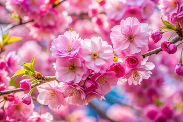 Fototapeta premium Close-Up Pink Cherry Blossoms in Spring Park - Beautiful Aromatic Flowers Banner Image