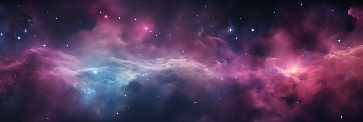 Vibrant cosmic nebula illuminating the vast expanse of space at night. Generative AI