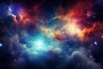 Cosmic wonder unfolds in vibrant hues and celestial beauty at night sky. Generative AI