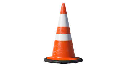 Traffic Cone Alert: A vibrant orange and white traffic cone stands tall, a clear symbol of caution and roadwork ahead.  Its reflective stripes promise safety and regulation. 