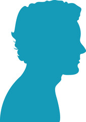 Blue Silhouette Profile of a Male Head Side View