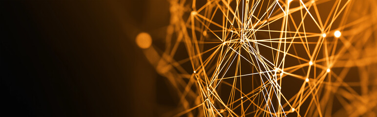 Fototapeta premium Radiant Golden Connections in a Futuristic Abstract Network
