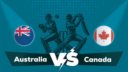 Fototapeta premium Afghanistan VS Canada , Canada Vs Afghanistan cricket match , Cricket match concept with creative illustration.eps