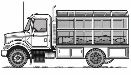 A sturdy livestock truck designed for safe and efficient animal transport. Ideal for farmers and ranchers moving cattle, pigs, sheep, or other livestock.
