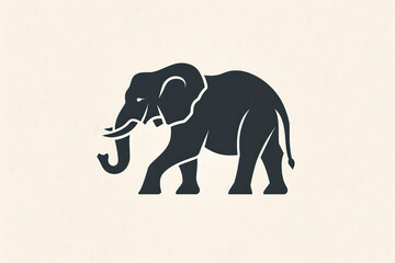 Obraz premium Stylized elephant silhouette in black on a white background, representing strength, wisdom, and nature.