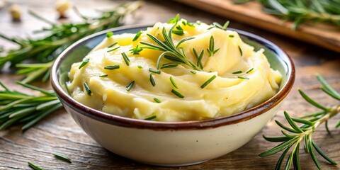 Creamy Mashed Potatoes with Rosemary and Butter - Delicious Side Dish Stock Photo