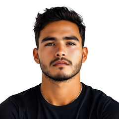 Obraz premium Portrait of Young Latin American Man Against White Background on transparent background