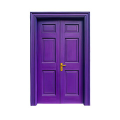 Open Purple Door on a Yellow Background - Creative Background for Design on transparent background