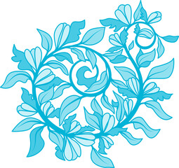 Blue floral flourish