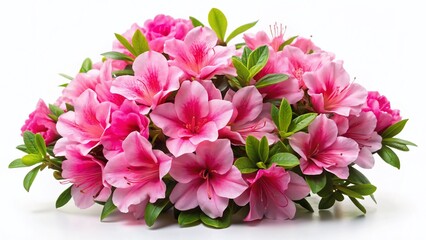 Fototapeta premium Delicate Pink Azalea Bouquet Isolated on White Background - Spring Floral Photography