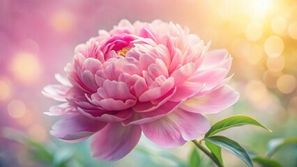 Delicate Pink Peony Bloom: Soft Focus Pastel Floral Photography