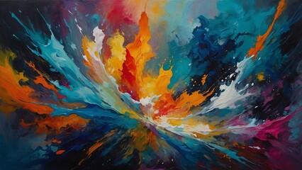 Brightly colored abstract painting, fantasy idea, and illustration painting