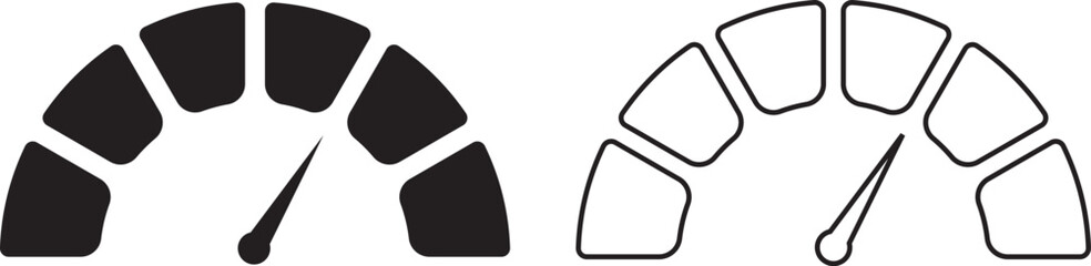 Speedometer icon set. Speed indicator symbol. 
