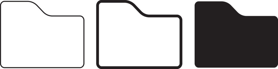 Folder icon set. Empty file line style symbol. 
