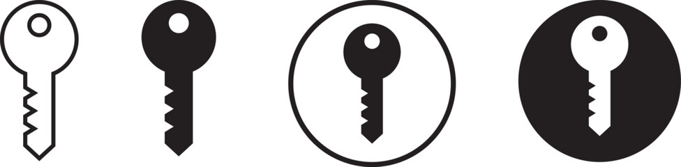 Key icon set. Unlock line style icons
