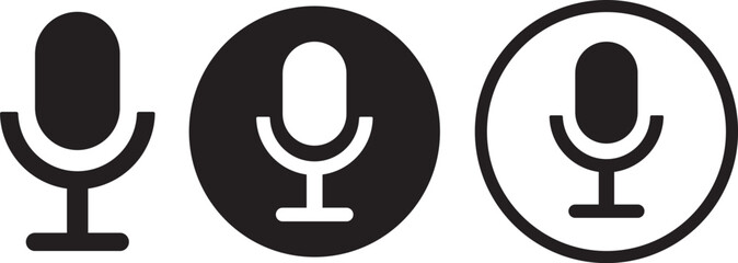 Microphone icon set. Voice line style symbol
