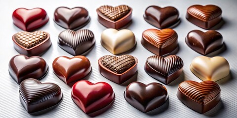 Delicious Heart-Shaped Chocolates Isolated on White Background - Perfect for Valentine's Day