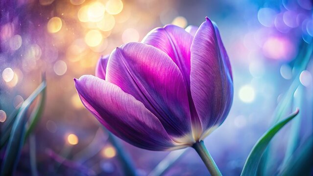 Double Exposure Purple Tulip Close-up: Abstract Floral Art