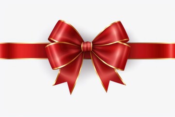 Red ribbon with golden edges tied in a beautiful bow, perfect decoration for a gift or present