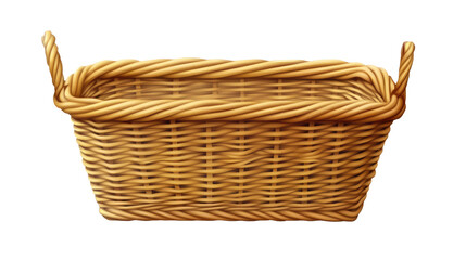 Fototapeta premium Rustic Woven Basket: A timeless and versatile woven basket with two handles, perfect for showcasing rustic charm, home decor, and farmhouse aesthetics. 