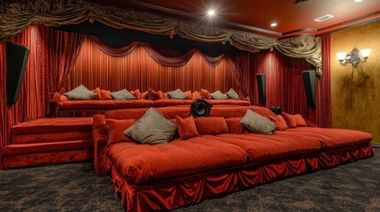 Luxurious Home Theater with Raised Seating Arrangement