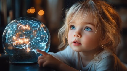 Naklejka premium Little Genius: A Child's Curiosity and the Wonders of the Brain