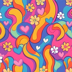 Obraz premium seamless pattern, Psychedelic love flower wallpaper