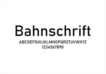 Bahnschrift font for logo and headline. Isolated vector typeset