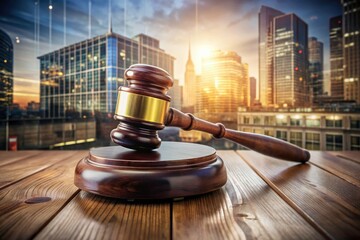 Double Exposure Gavel: Justice, Law, Wooden Gavel, Table, Abstract Photography, Legal Theme, Courtroom, Hammer, Symbol, Power, Authority, Decision, Judgment, Law Firm, Legal Profession, Legal Image