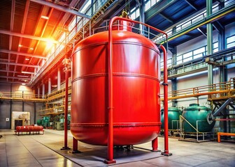 High-Pressure Water Tank in Industrial Factory - Fire Safety System