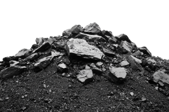 Large pile of rocky debris on a construction site under a clear sky during daylight