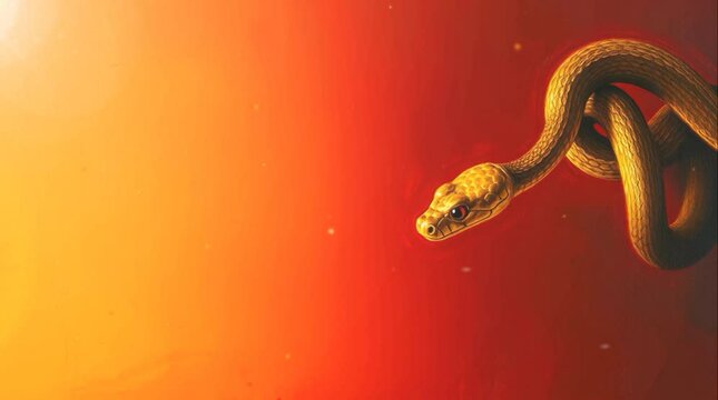 Red background with gold snake for Chinese New Year concept, Celebration of Chinese New Year 