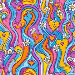 Naklejka premium abstract pattern, Seamless psychedelic floral pattern