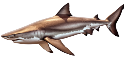 Majestic Great White Shark: A powerful and striking image of a great white shark, showcasing its predatory nature and majestic presence in the ocean. Its sleek.