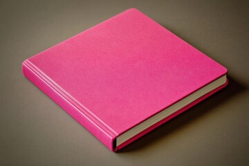 Bright Pink Notebook on a Dark Beige Surface Perfect for Office or Study Settings