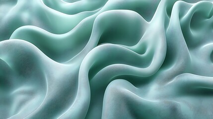Obraz premium Teal fabric waves, draped textile, soft folds, elegant texture, background for design.