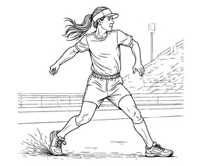 Fototapeta premium playing Athletics outline coloring page