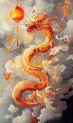 Obraz premium Enchanting 2025 Lunar New Year Celebration: Abstract Creative Snake Zodiac Design with Floral Motifs, Lanterns, and Red-Gold Elements. Artistic UI Background for Festive Marketing, Web Posters
