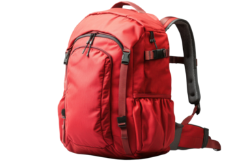 Stylish red backpack showcasing durable fabric and spacious compartments for outdoor adventures and daily use