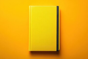 Bright Yellow Journal Lying on a Pale Orange Surface for Creative Writing and Planning