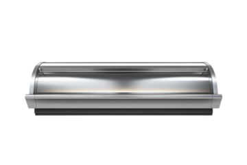 Display case designed for showcasing pastries and desserts in a modern cafe environment